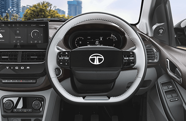 Smart Leather Wrapped Steering Wheel with Illumination in Tata Tigor